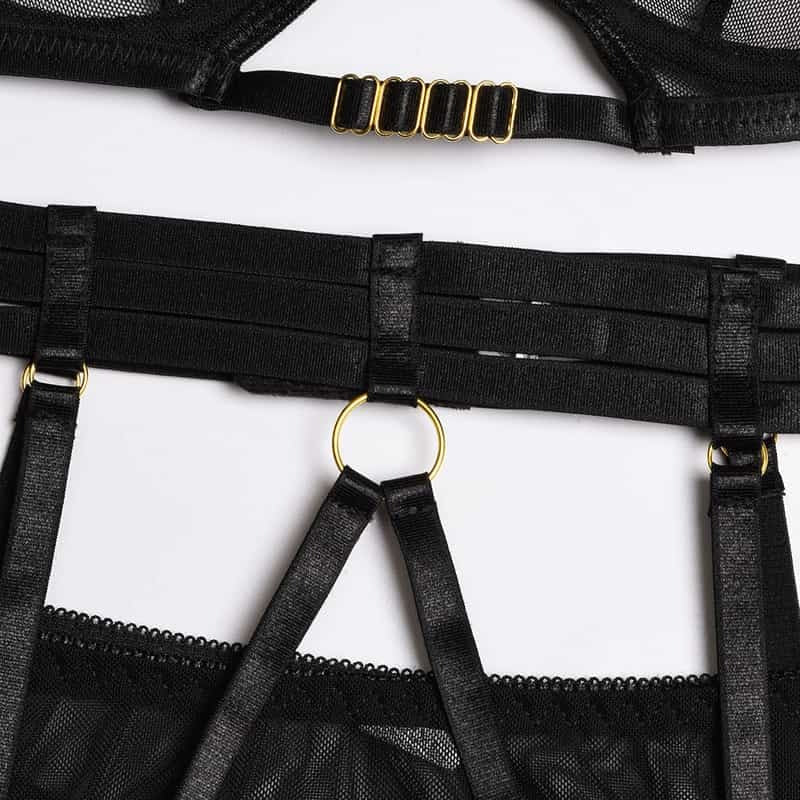 Double Shoulder Strap 6 Piece Bra Panty Sets - Play Bunny