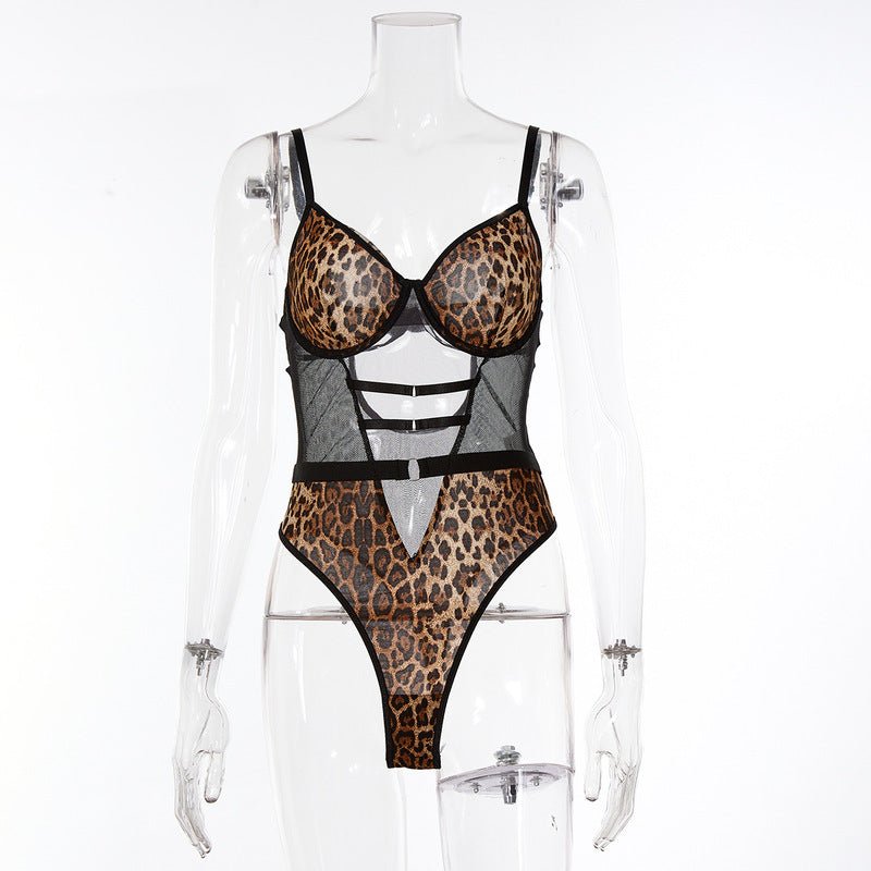 Leopard Print Perspective Sexy Bodysuit - Play Bunny