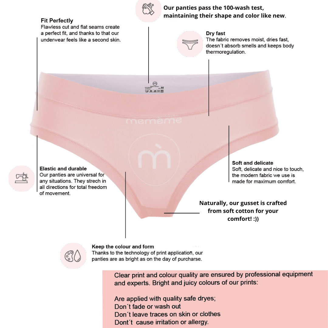 Memème Women’s Ultra - Comfortable SWEET ME - Honey - Panties | Breathable Cotton Crotch, Stretchy Fit, No Elastic Bands - Play Bunny