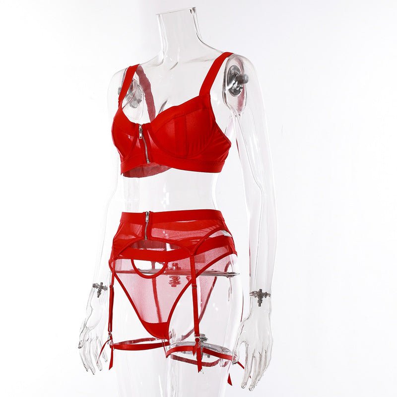 Mesh Bodysuit Garter Belt Set - Play Bunny