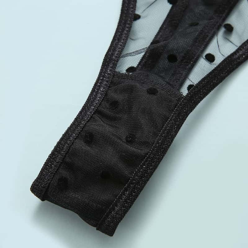 Mesh Polka Dot Ruffle Bustier Bra Set - Play Bunny