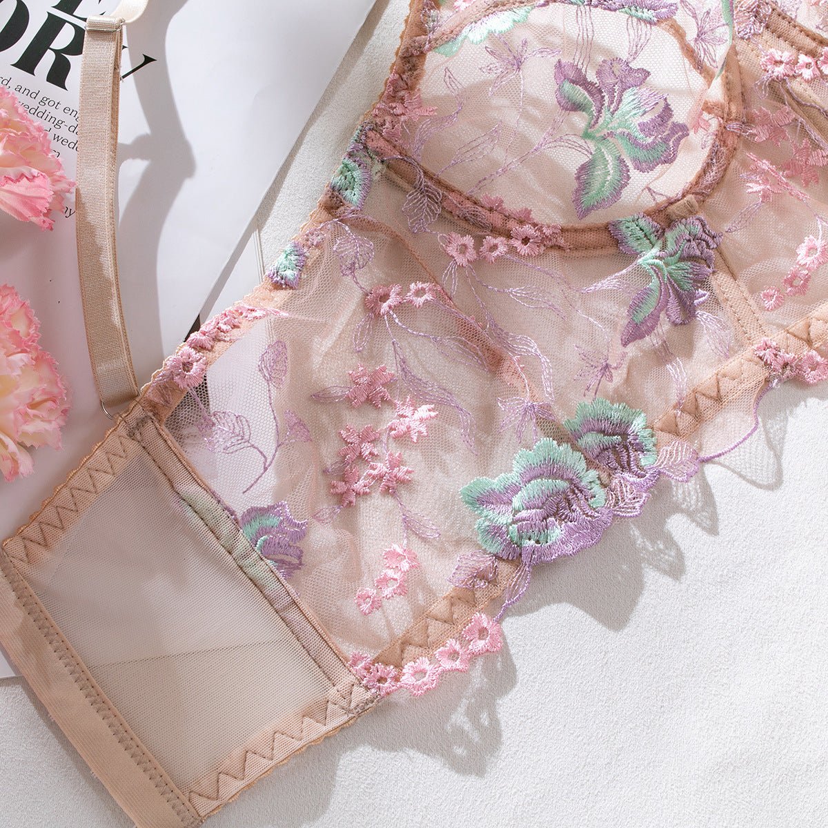 Moonlight Bloom Bustier Corset — Sheer Floral - Play Bunny