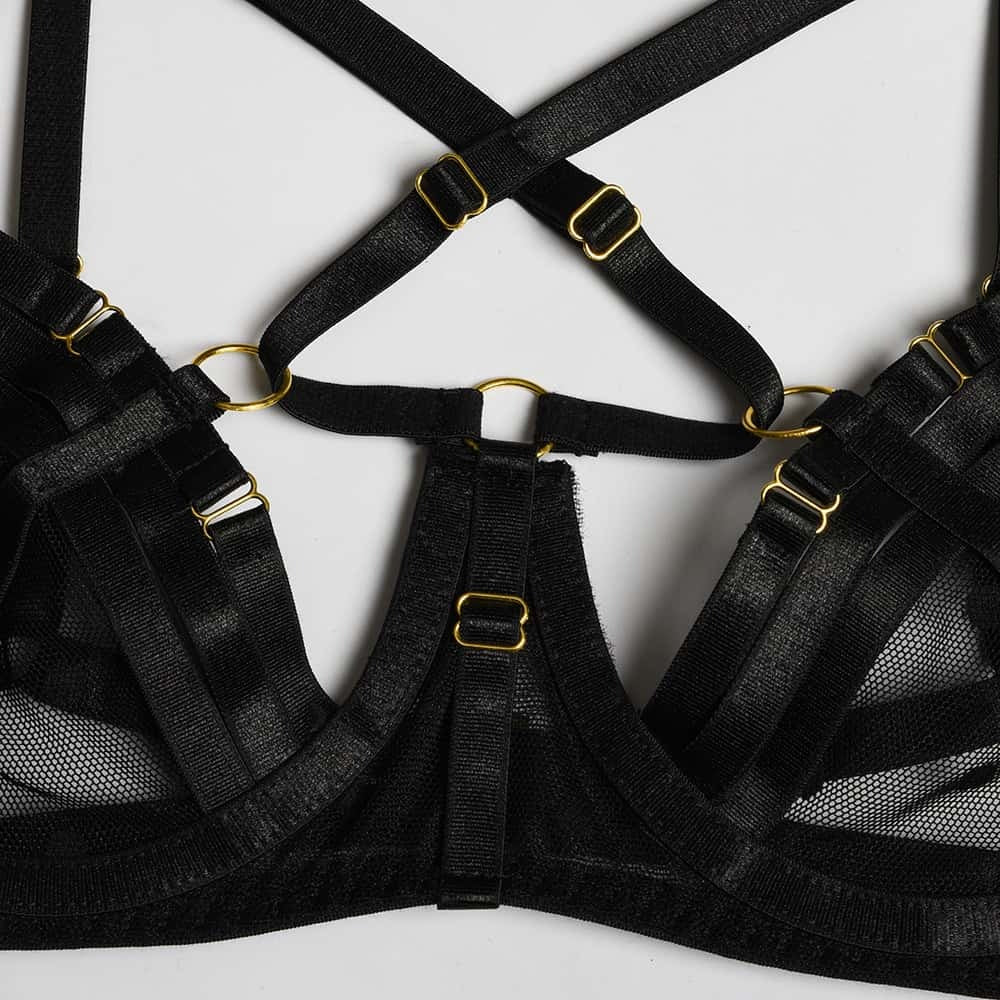 Sheer Mesh Polka Dot Bra Set - Play Bunny