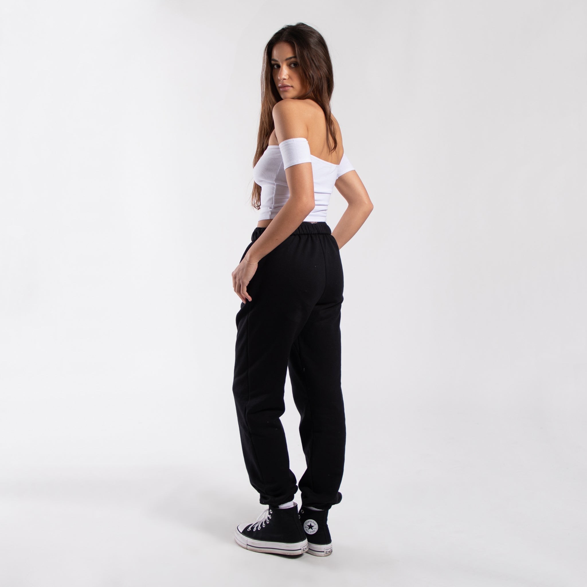 0891 - Women's Off Shoulder Cropped Tee - Play Bunny