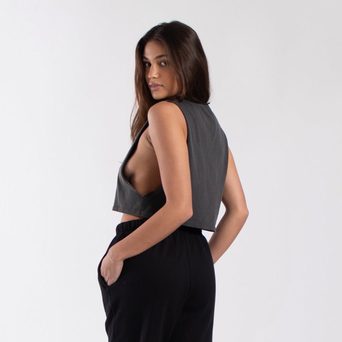 0921GD - Women's Garment Dyed Cropped Muscle Tank - Play Bunny