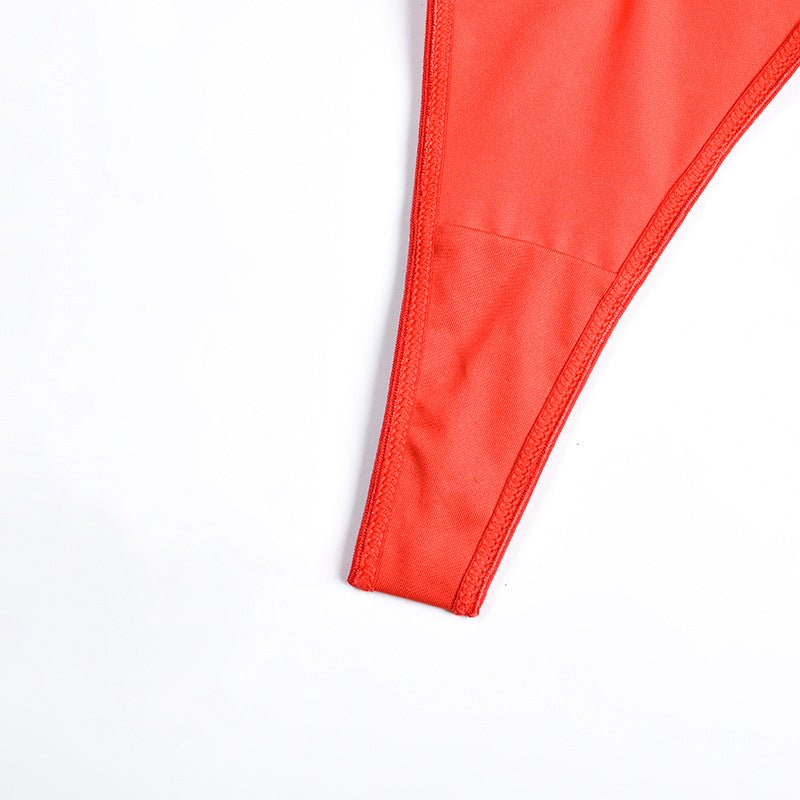 3 - Piece Metallic Punk Solid Color Bra & Thong Set - Play Bunny