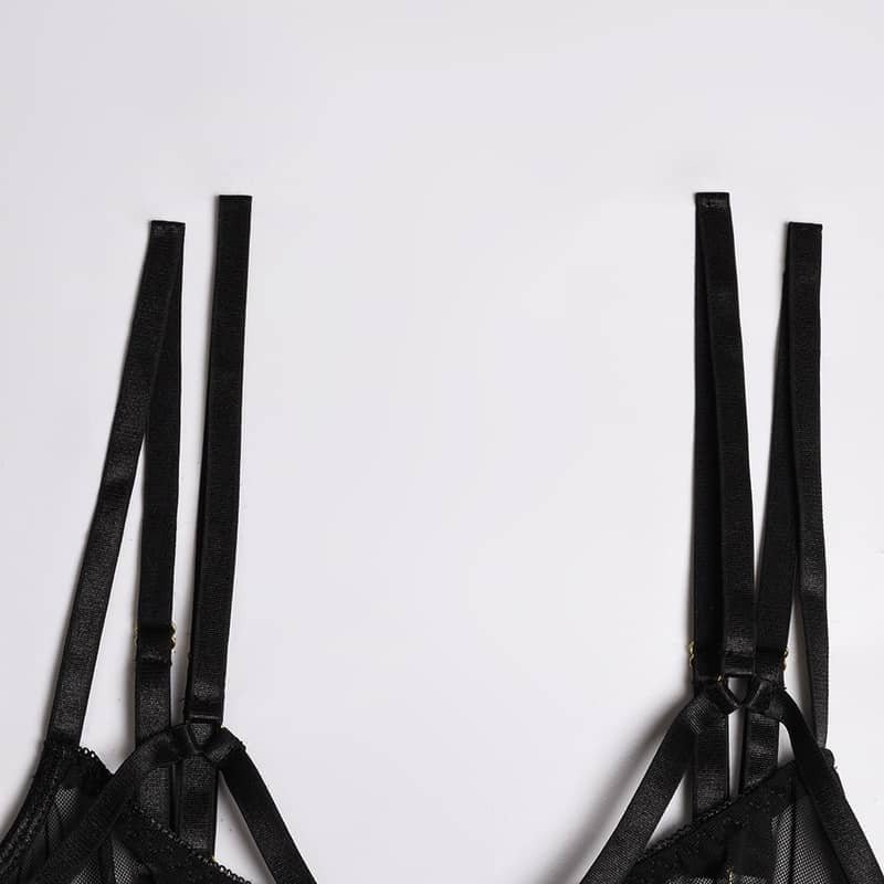 Double Shoulder Strap 6 Piece Bra Panty Sets - Play Bunny