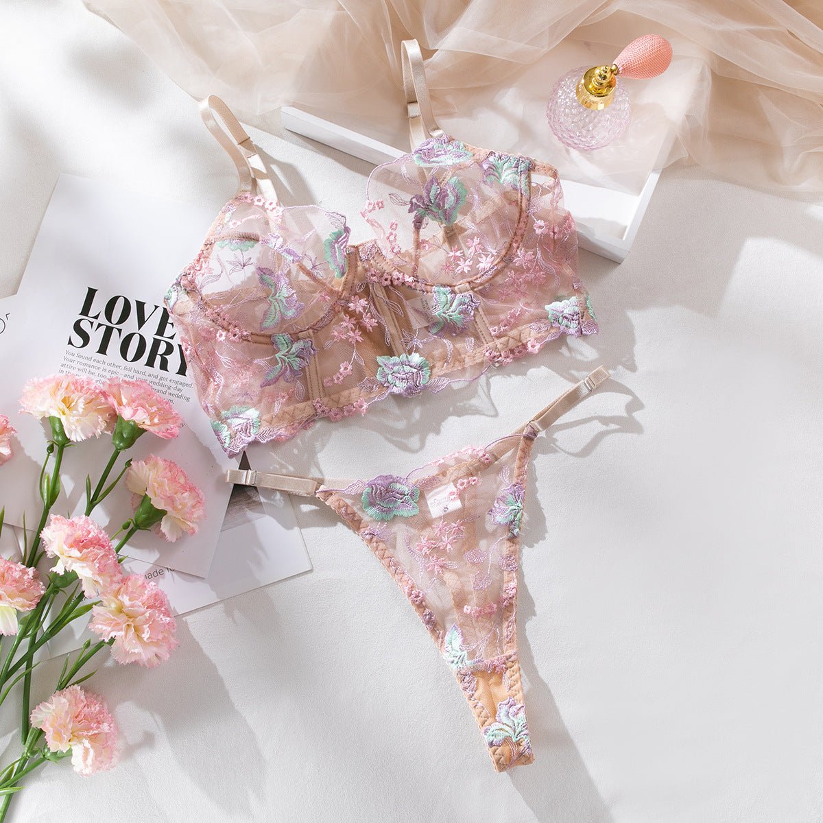 Moonlight Bloom Bustier Corset — Sheer Floral - Play Bunny