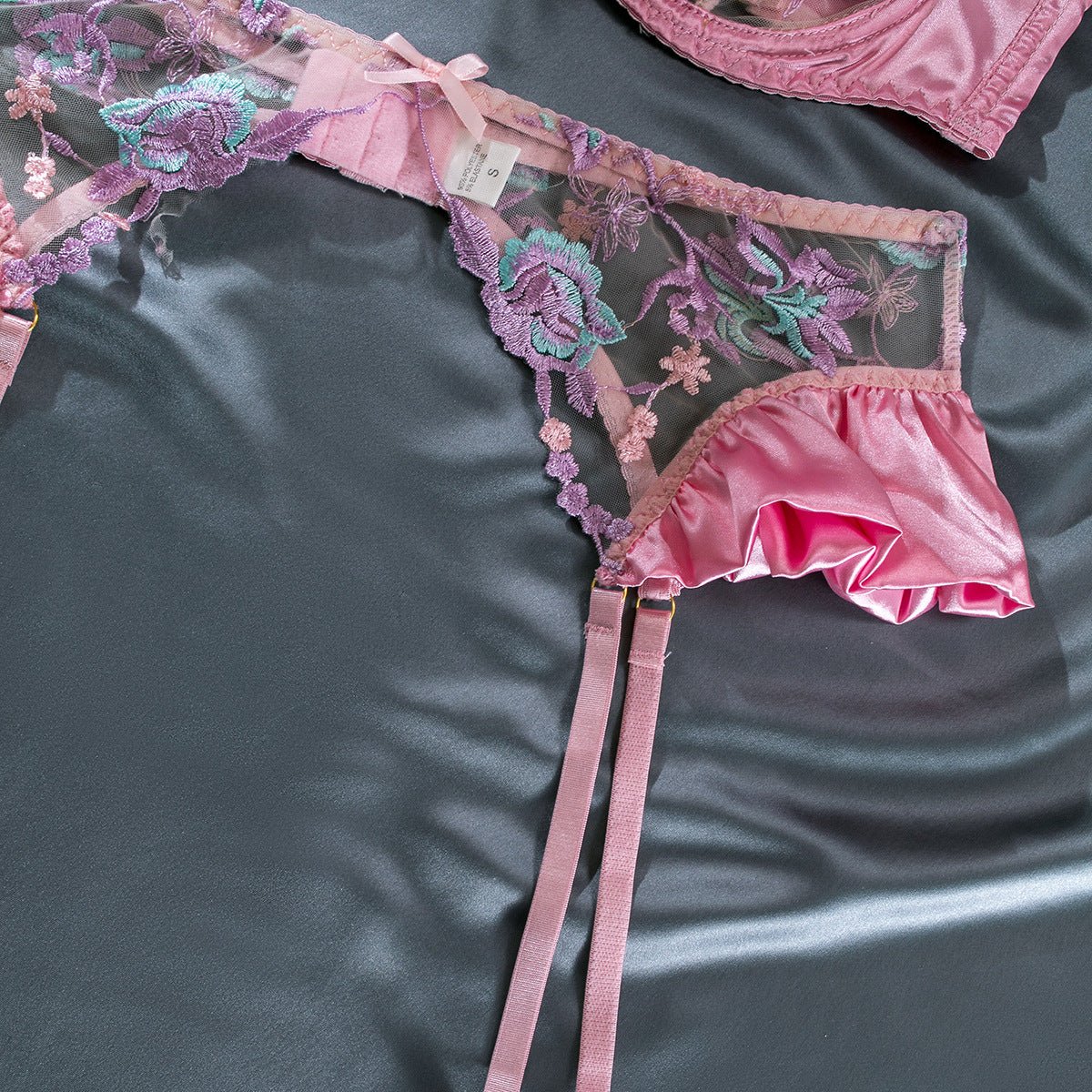 Wildflower Lace Garter Set — Purple & Pink - Play Bunny